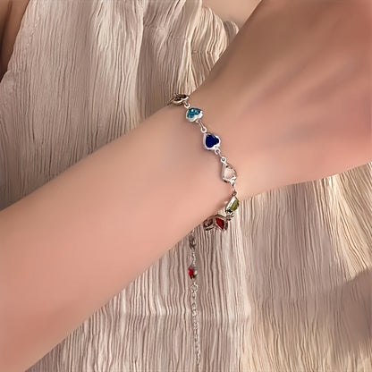 Elegant Bracelet for Women with Multicolor Heart Design