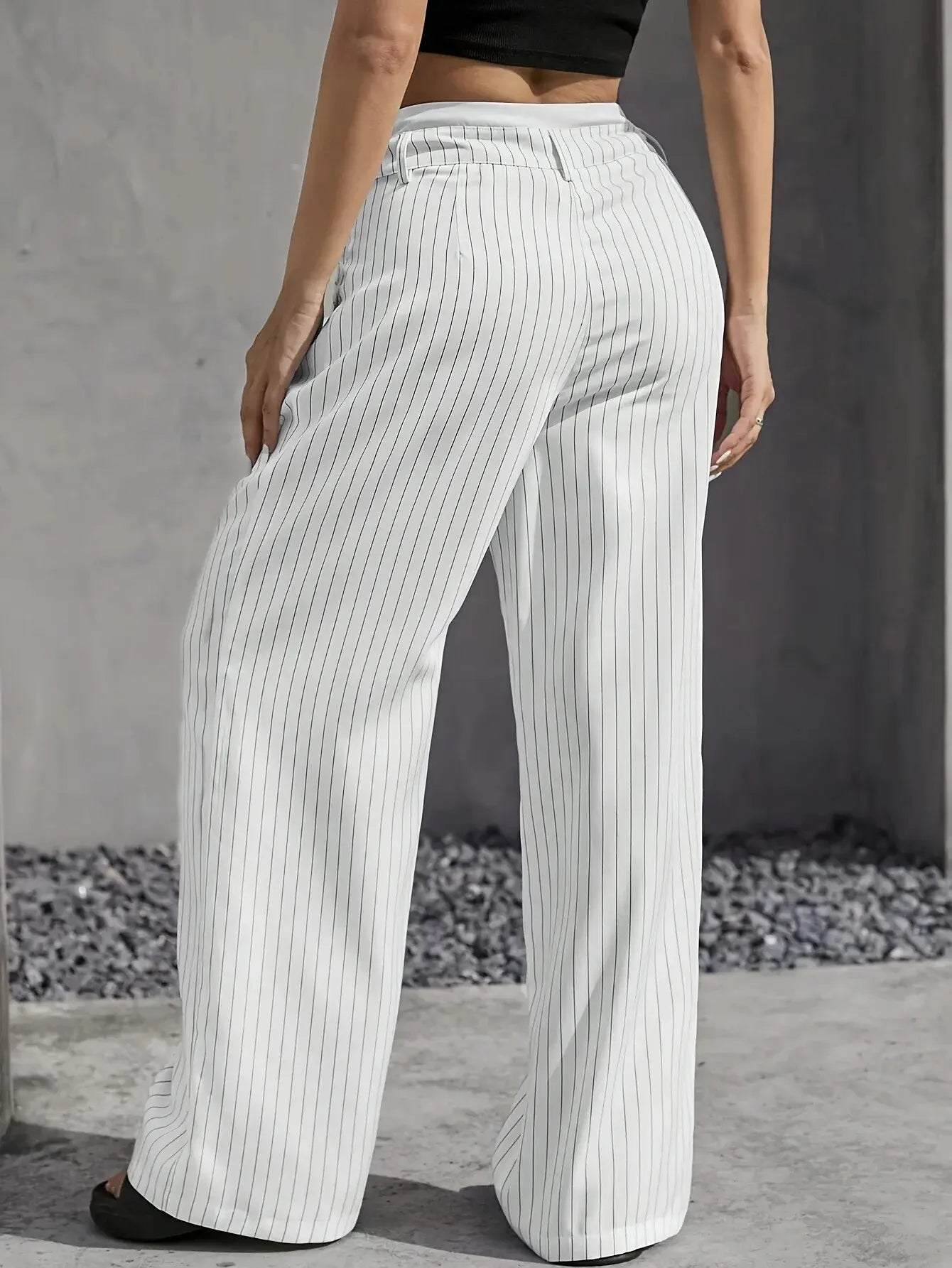 Comfortable Striped Wide Leg Pants for Women with High Waist