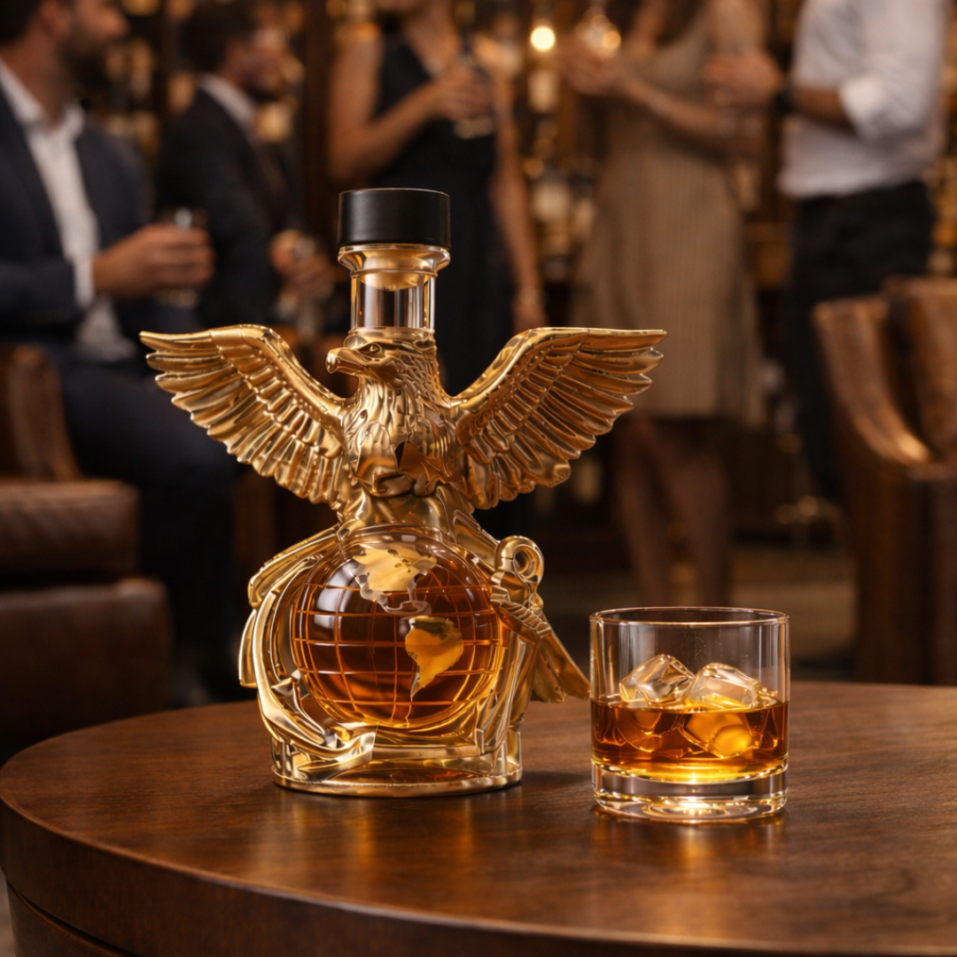 Stylish Whisky Decanter Bottle Gift Set with Eagle Design