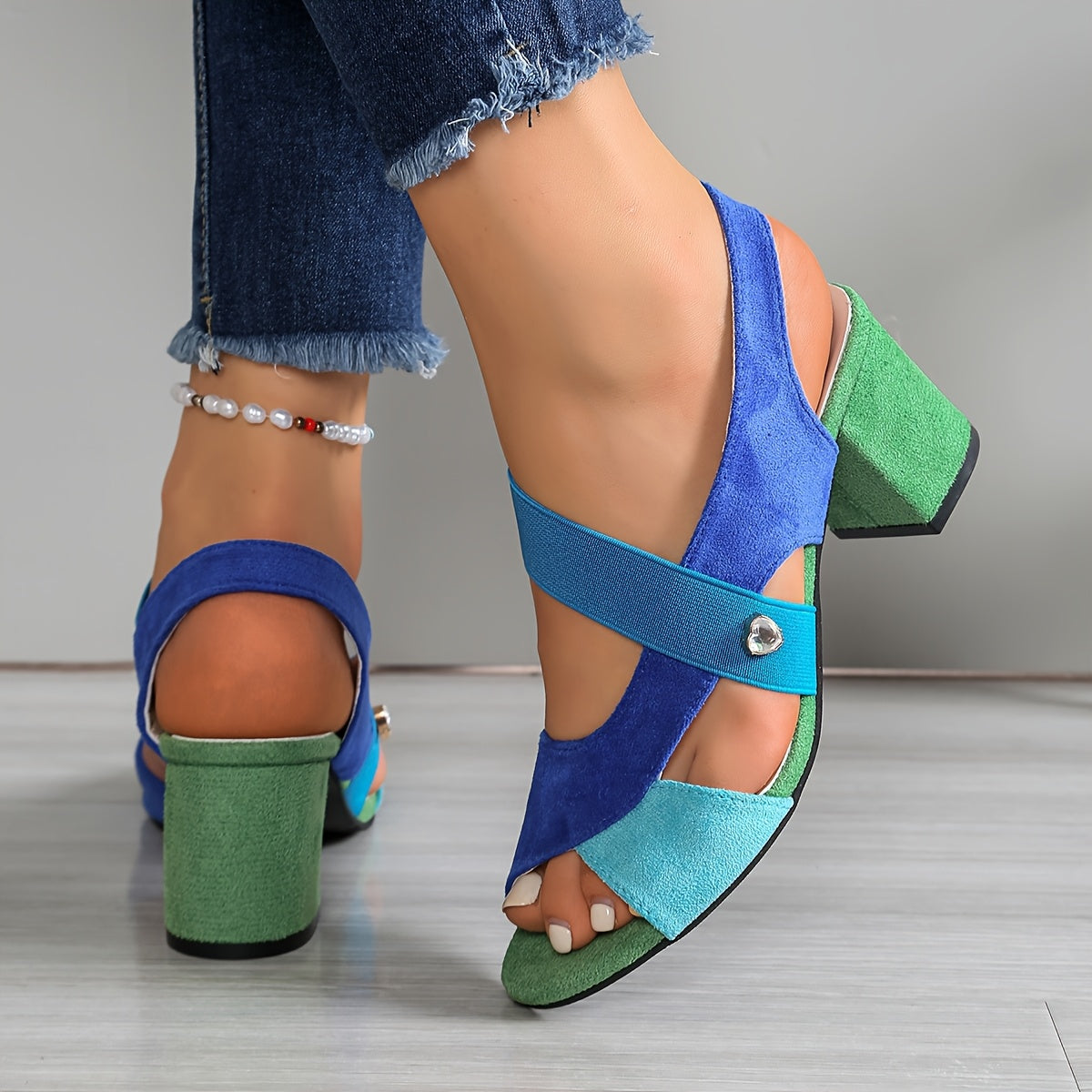 Comfortable Heels for Women with Orthopedic Block Heel Open Toe Style