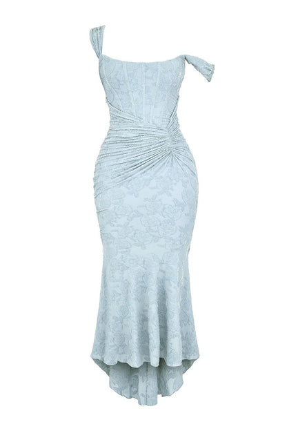 Elegant Floral Lace Corset Maxi Dresses for Women with Square Neck Ruched Skirt Formal Wedding Guest Style