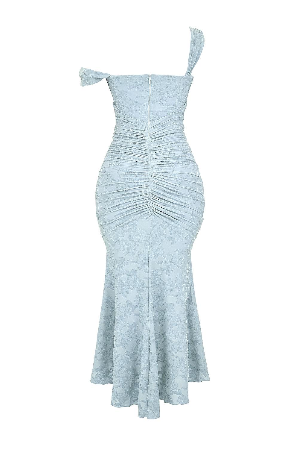 Elegant Floral Lace Corset Maxi Dresses for Women with Square Neck Ruched Skirt Formal Wedding Guest Style