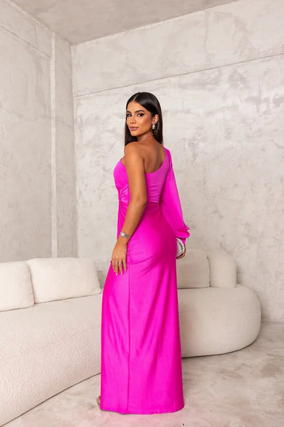 Elegant Maxi Dress for Women with One Shoulder Formal Wedding Guest Style