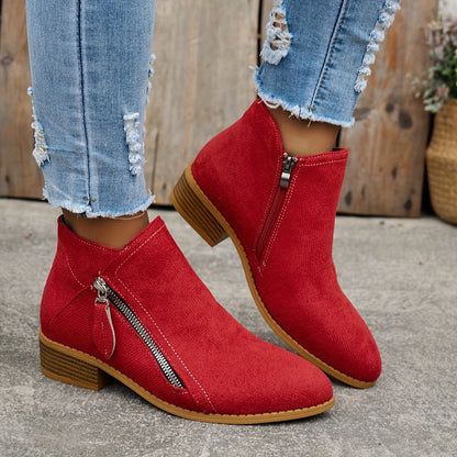 Comfortable Orthopedic Shoes for Women with Zipper Block Heel Slip On Style