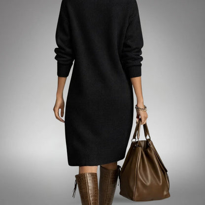 Effortless Midi Dress for Women with High Neck