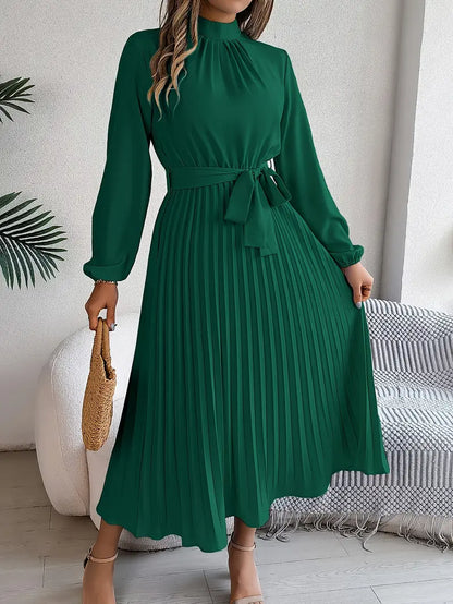Stylish Midi Dress for Women with Long Sleeve Belted
