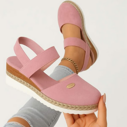 Comfortable Orthopedic Sandals for Women with Espadrille Wedge Elastic Strap Closed Toe Casual Summer Style