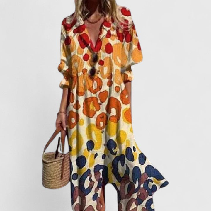 Effortless Floral Print Shirt Dress for Women with Button Down Long Sleeve Midi Style