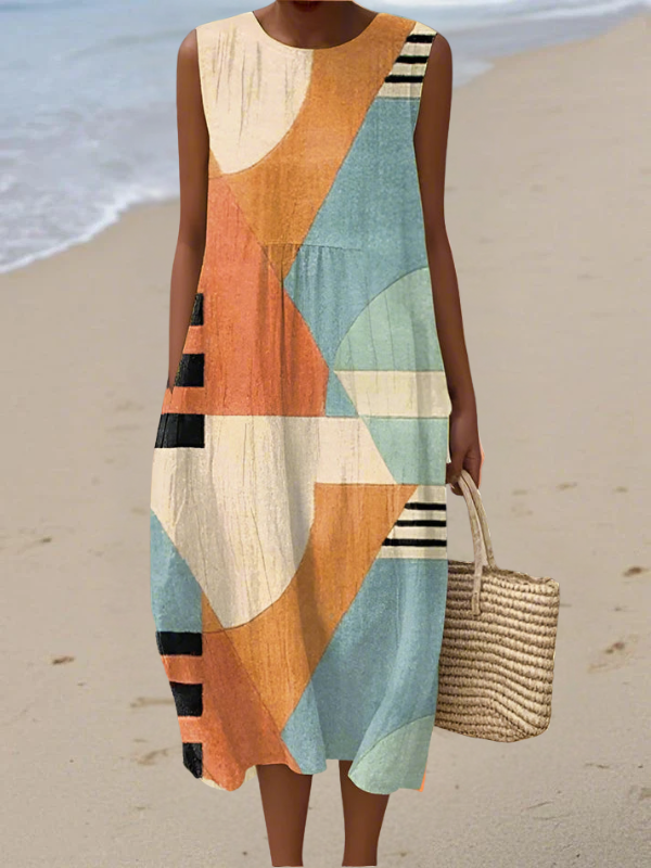 Effortless Geometric Midi Dress for Women