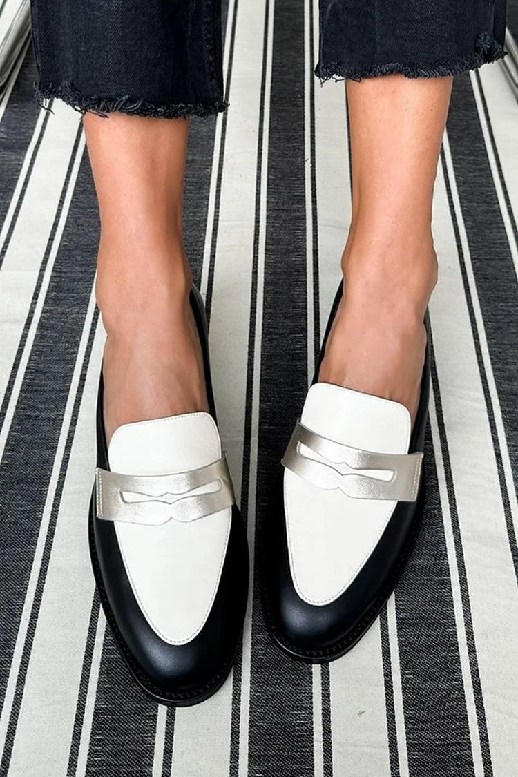 Comfortable Loafers for Women with Two Tone Metallic Style