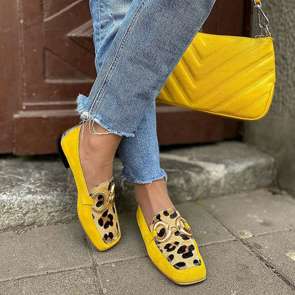 Comfortable Yellow Leopard Loafers for Women