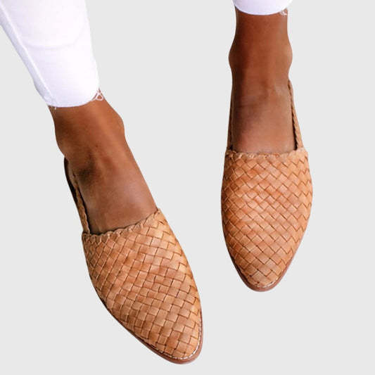 Comfortable Woven Loafer for Women with Pointed Toe Slip On Flat Orthopedic Casual Style