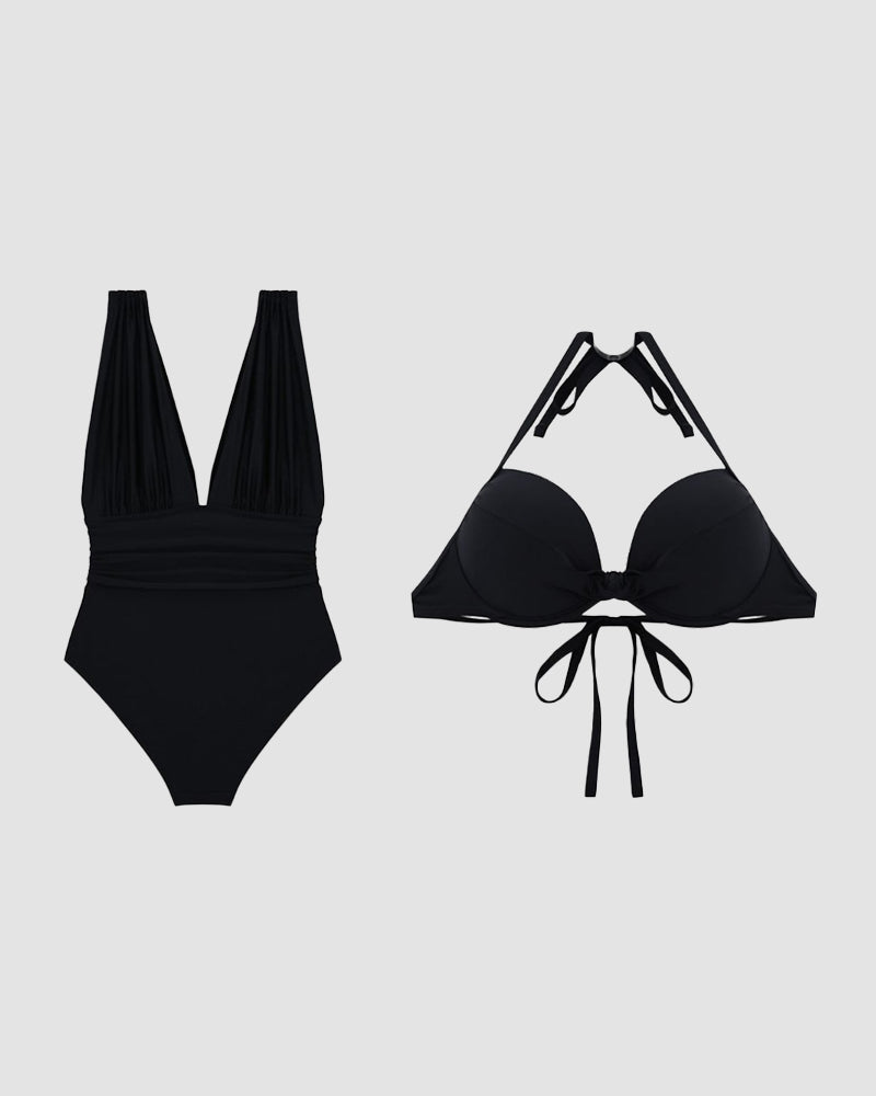 Effortless Swimsuit for Women with V Neck