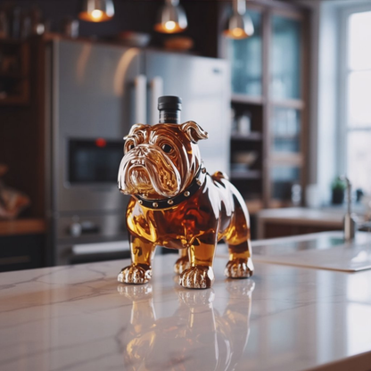 Stylish Whisky Decanter Bottle Gift Set with Bulldog Design