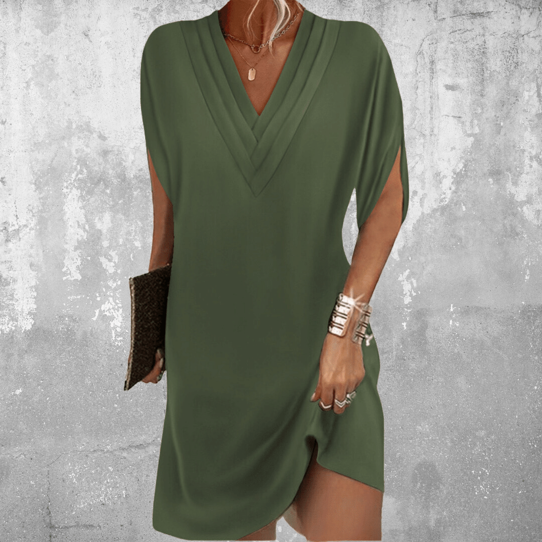 Effortless Mini Dress for Women with V Neck Shift
