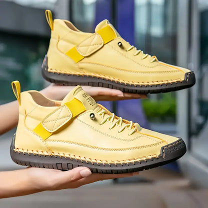 Comfortable Orthopedic Sneakers for Women with Lace Up Leather Velcro Strap Non Slip Walking Style