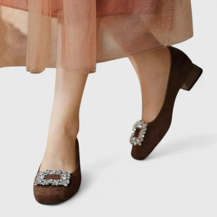 Comfortable Flowy Heels for Women with Buckle Orthopedic Cushioned Style