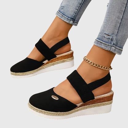 Comfortable Orthopedic Sandals for Women with Espadrille Wedge Elastic Strap Closed Toe Casual Summer Style