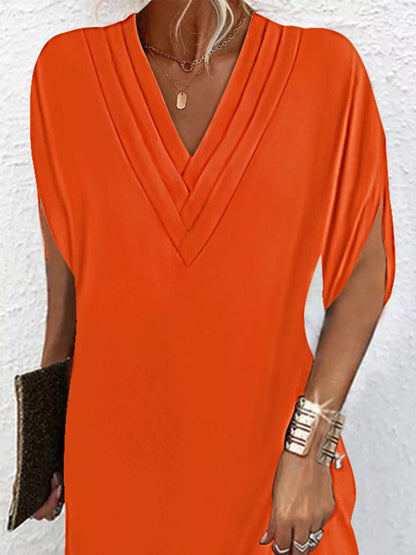 Stylish Mini Dress for Women with V Neck Slit