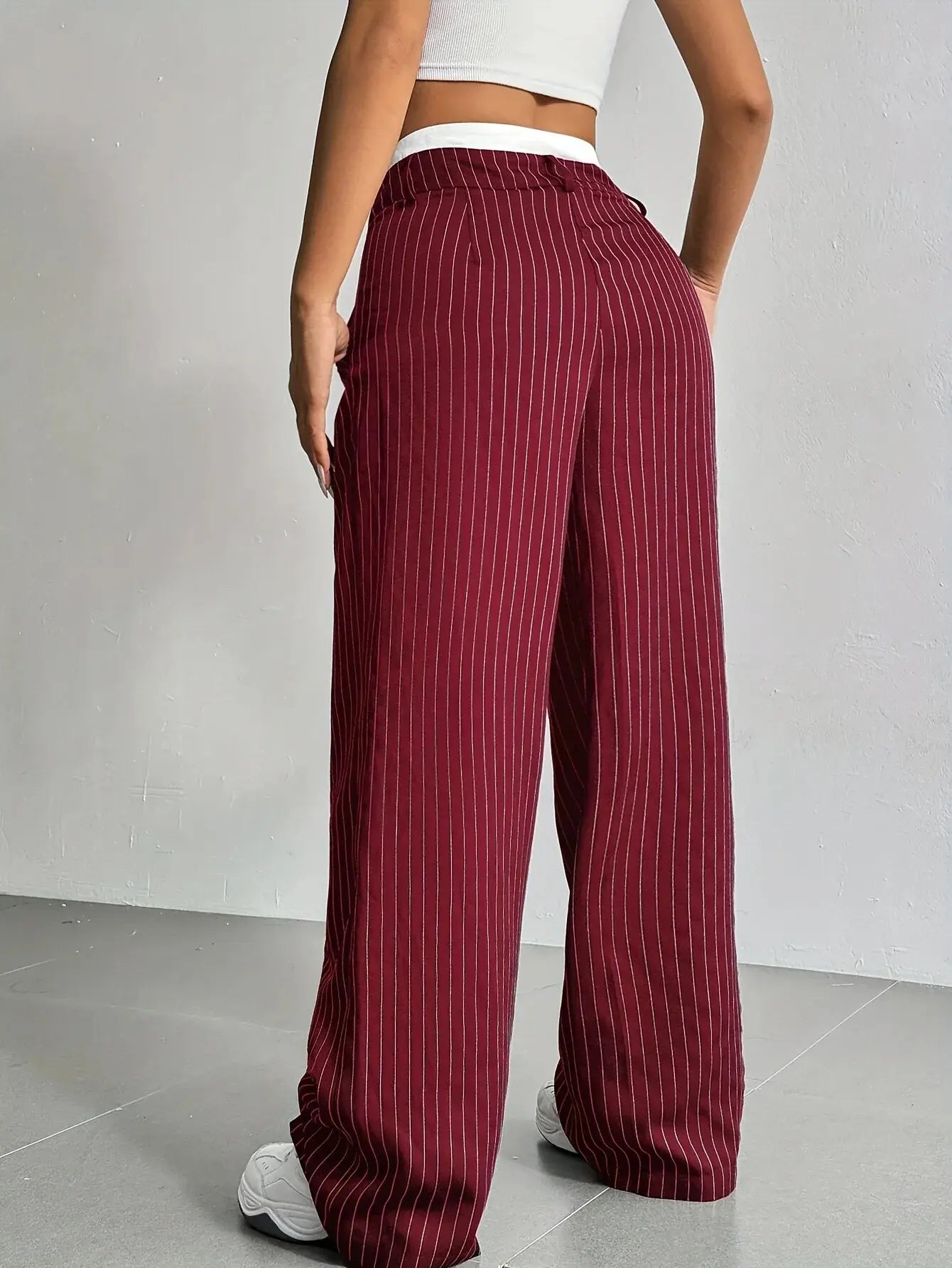 Comfortable Striped Wide Leg Pants for Women with High Waist