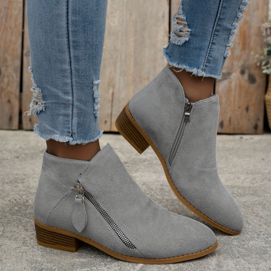 Comfortable Orthopedic Shoes for Women with Zipper Block Heel Slip On Style