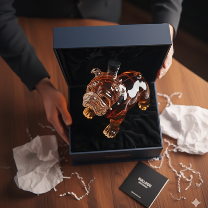 Stylish Whisky Decanter Bottle Gift Set with Bulldog Design