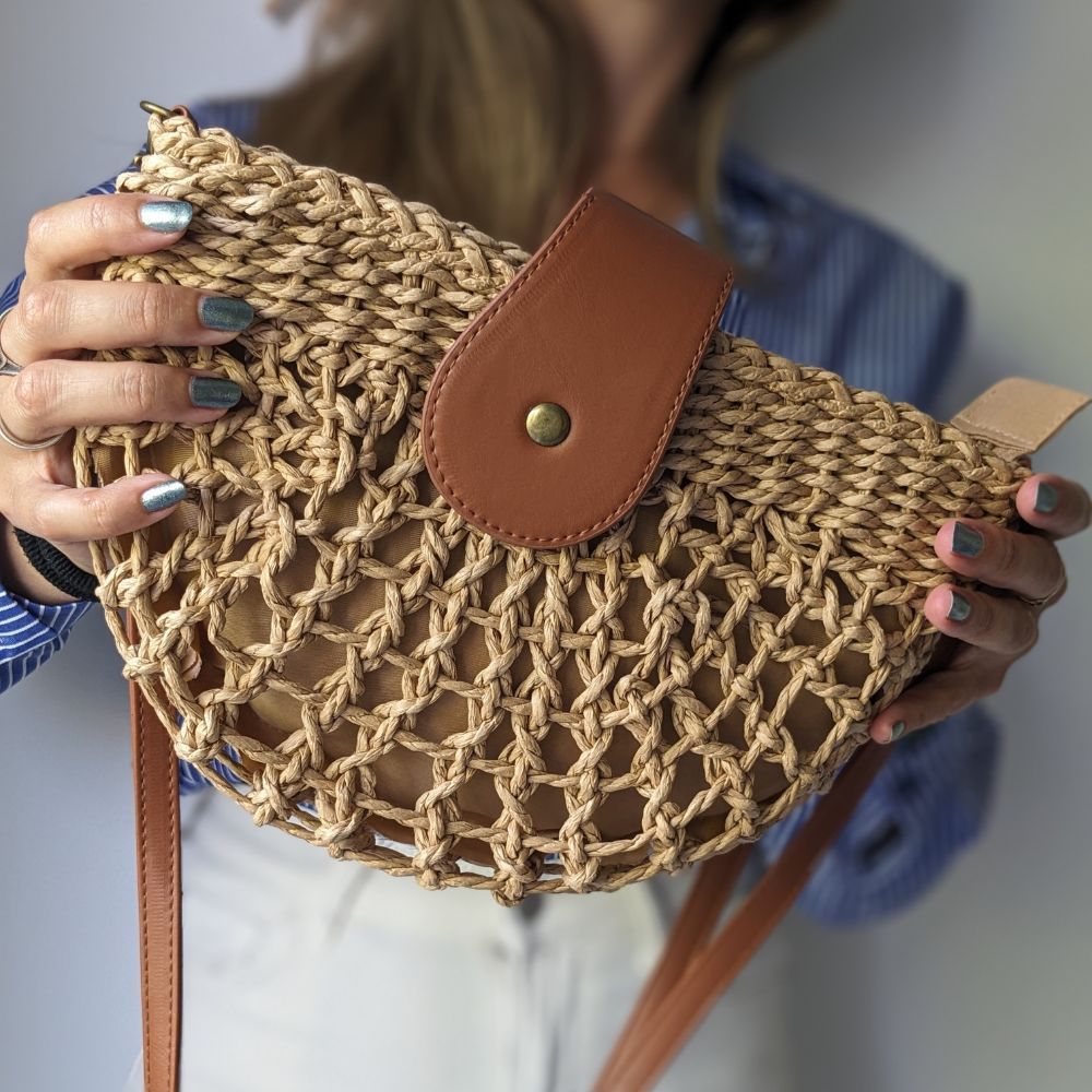 Elegant Crossbody Bag for Women with Braided Web Design