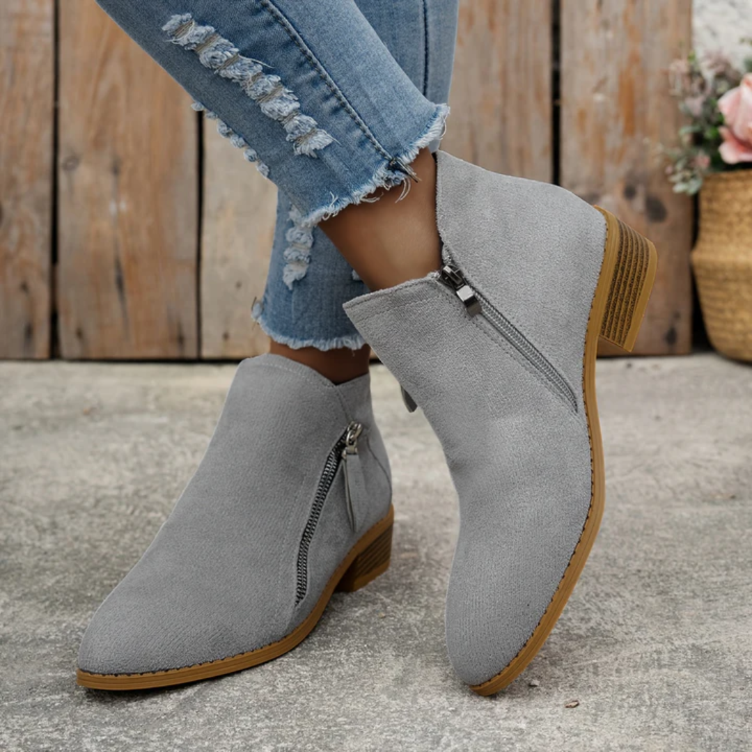 Comfortable Orthopedic Shoes for Women with Zipper Block Heel Slip On Style