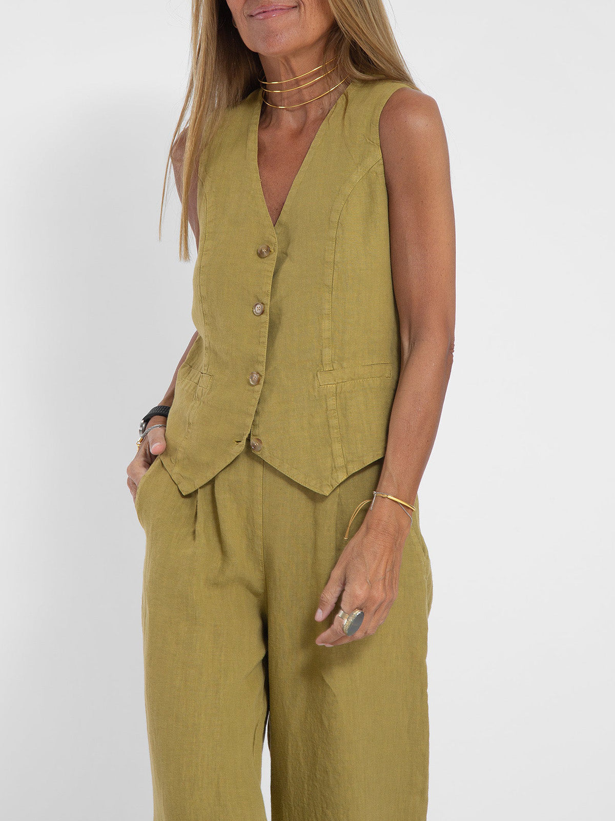 Comfortable Two Piece Set for Women with V Neck Sleeveless Wide Leg