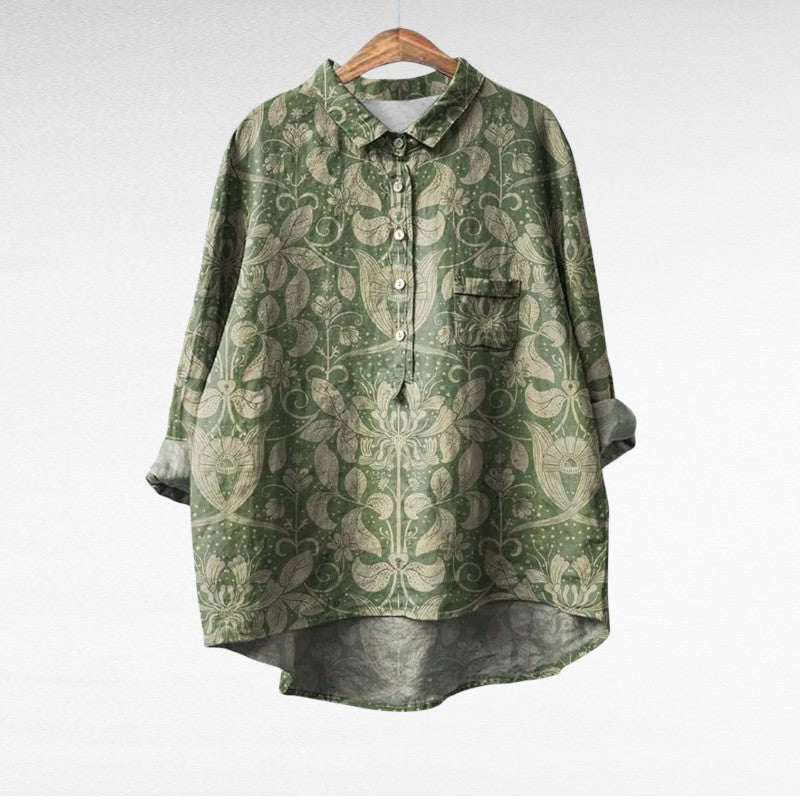 Effortless Floral Blouse for Women with Long Sleeve