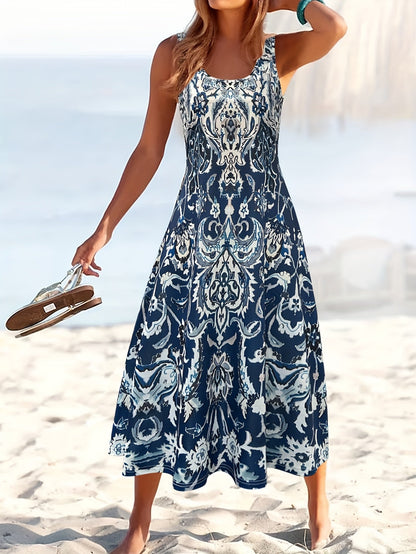 Effortless Floral Maxi Dress for Women with Sleeveless Casual Style