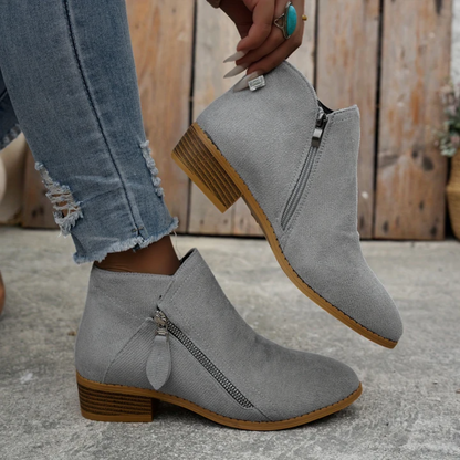 Comfortable Orthopedic Shoes for Women with Zipper Block Heel Slip On Style