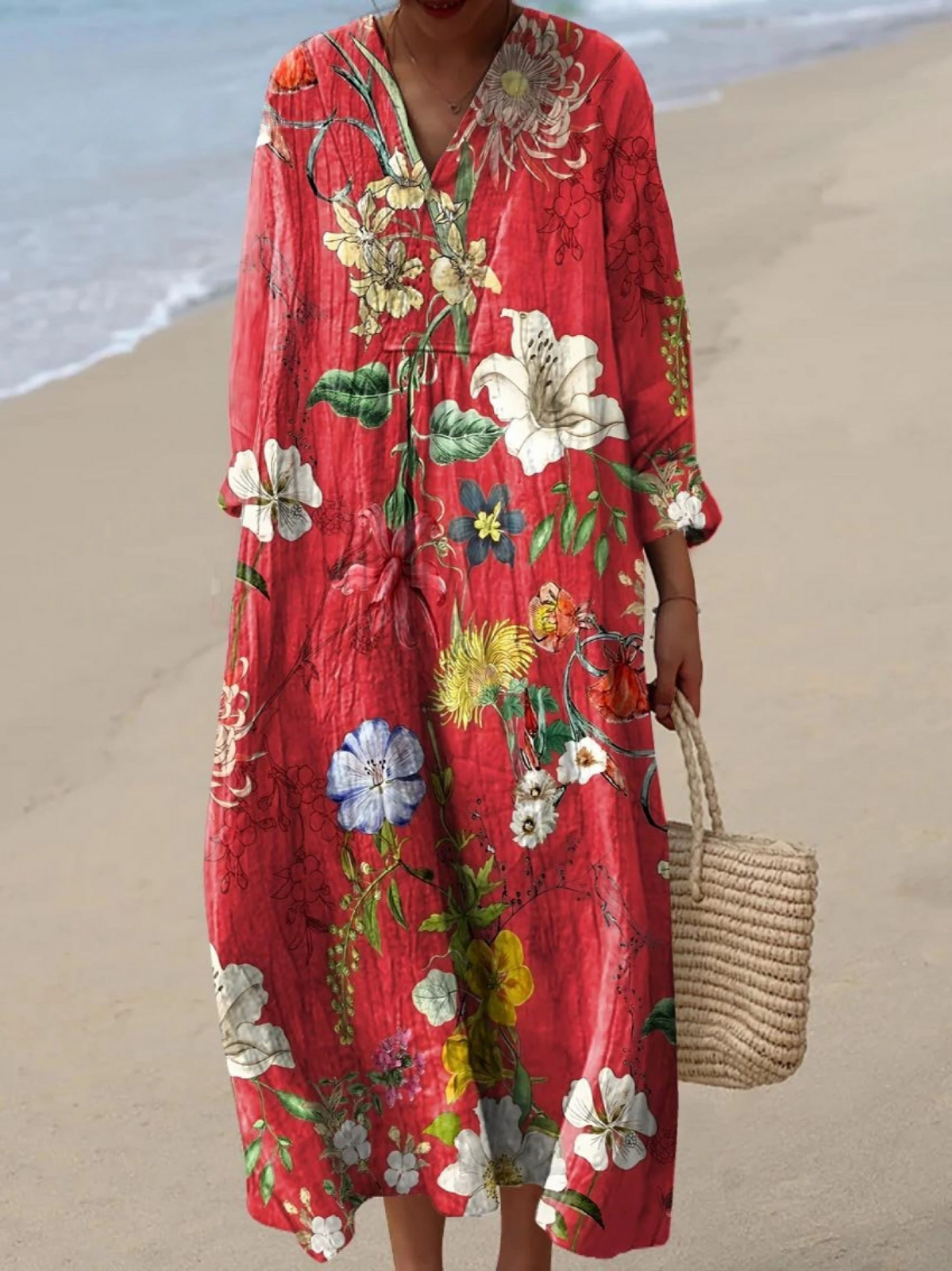Stylish Floral Dress for Women with Long Sleeve Vintage
