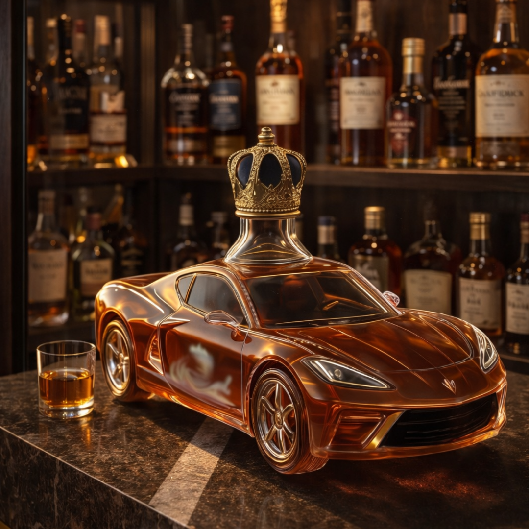 Stylish Whisky Decanter Bottle Gift Set with Sports Car Design