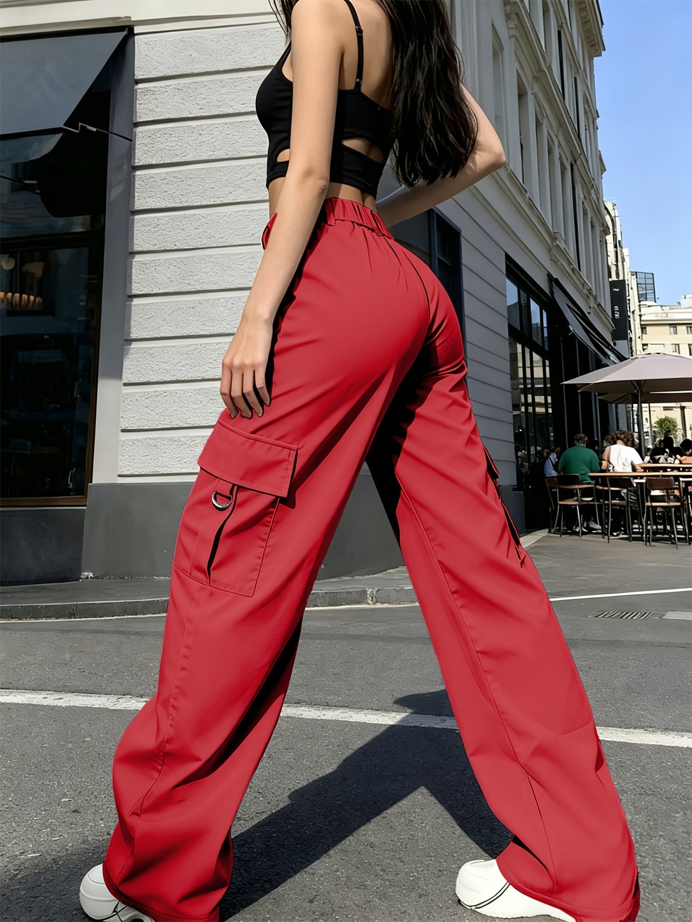 Effortless Cargo Pants for Women with High Waist Wide Leg Pocket Style