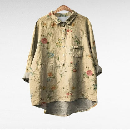 Effortless Floral Blouse for Women with Long Sleeve