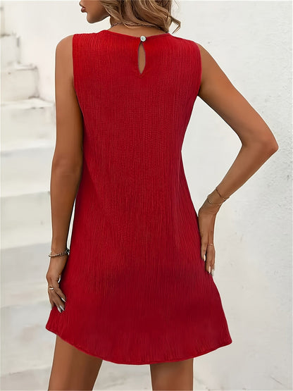 Elegant Evening Dress for Women with Round Neck Sleeveless Formal Wedding Guest A Line Style