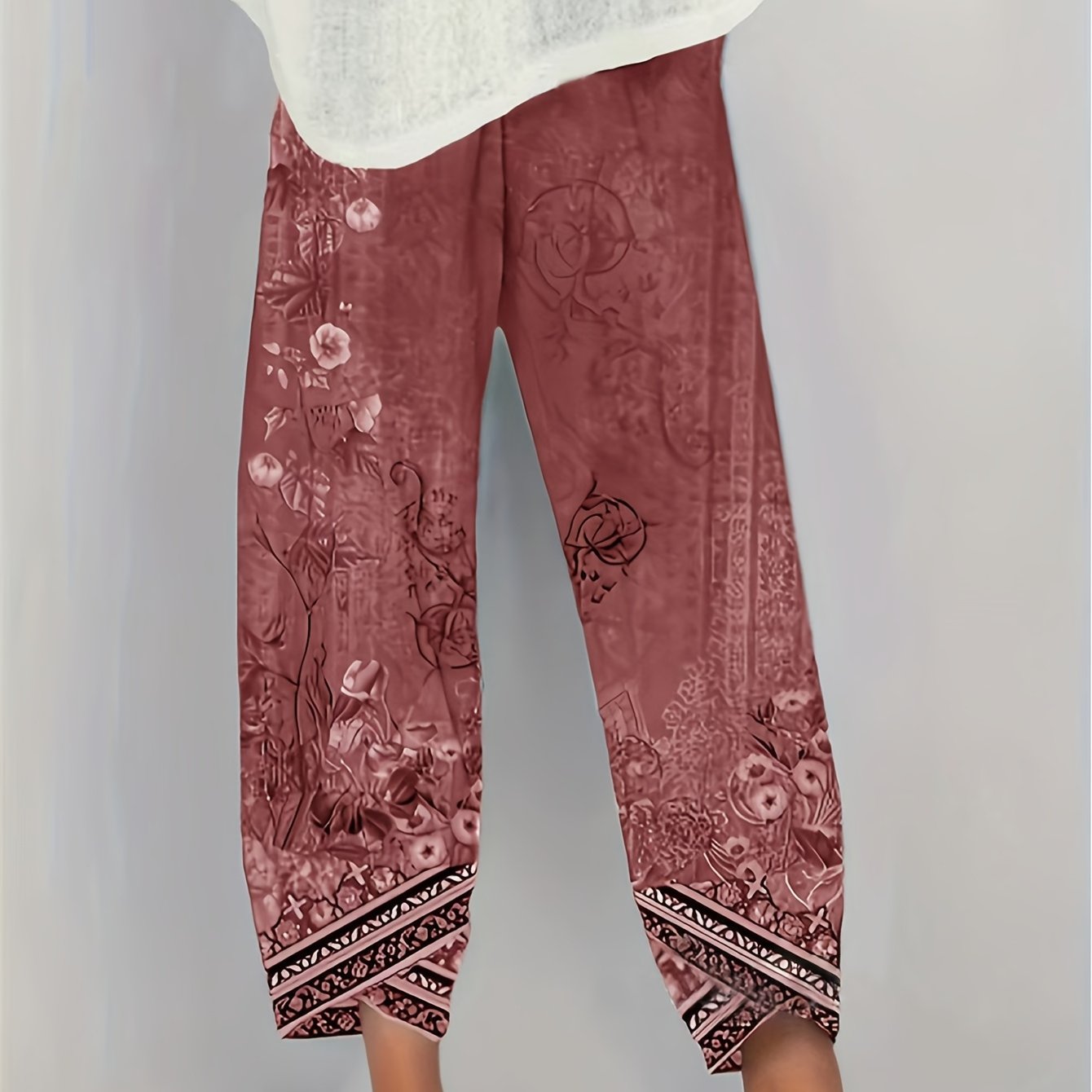 Comfortable Pants for Women with Cropped Elastic Waist