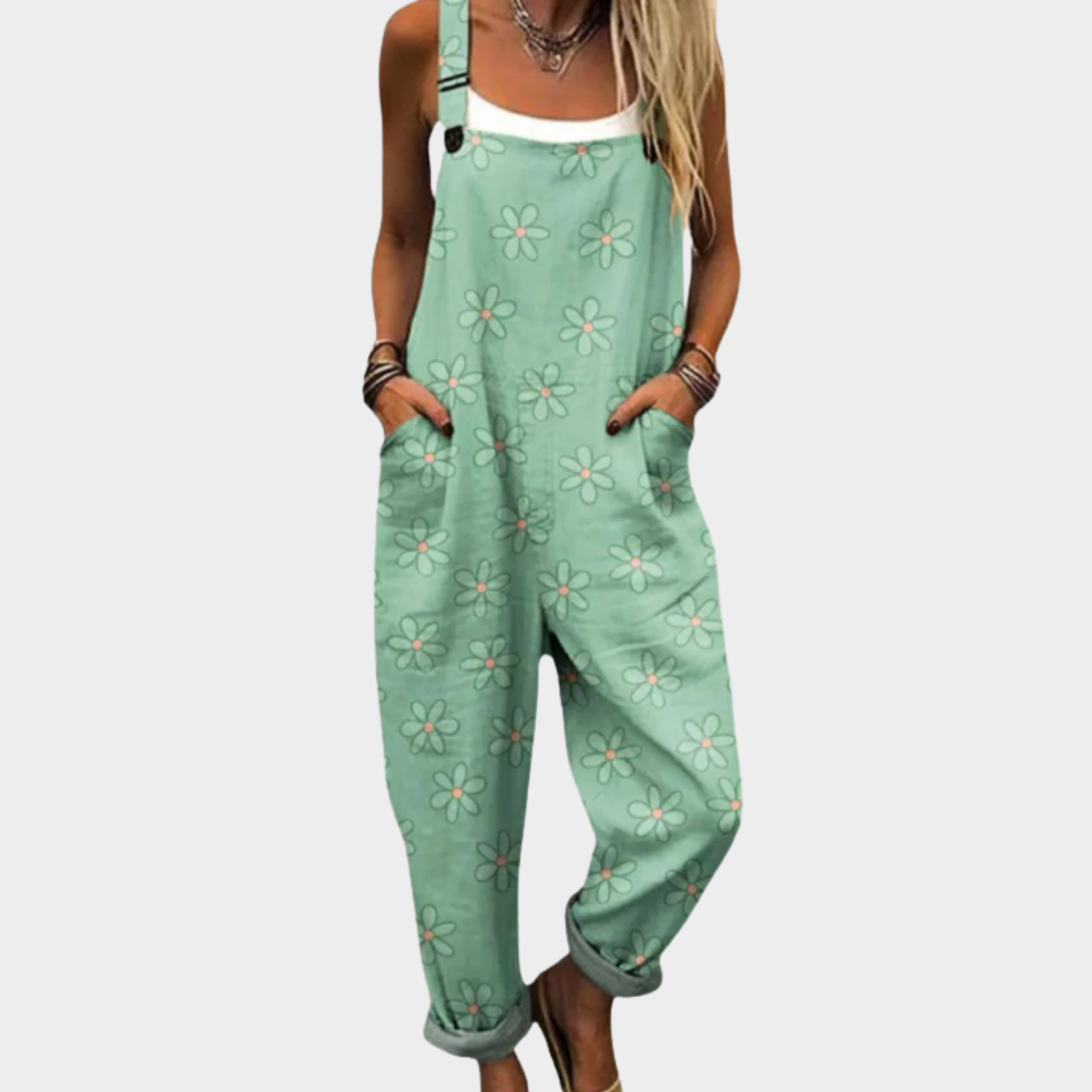 Effortless Green Floral Jumpsuit for Women