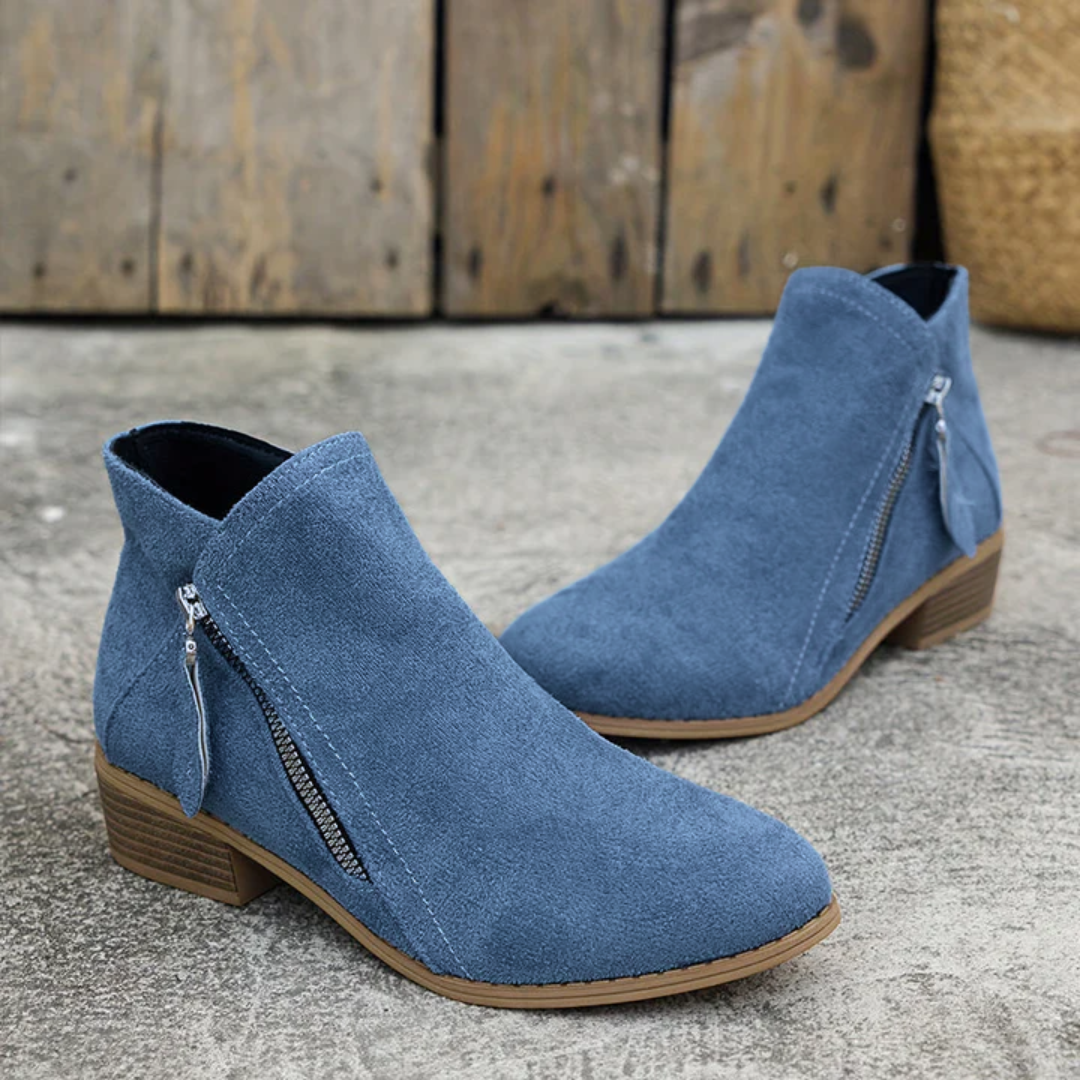 Comfortable Orthopedic Shoes for Women with Zipper Block Heel Slip On Style