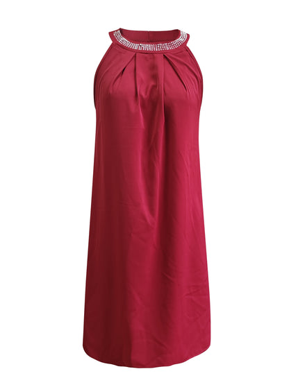 Elegant Evening Dress for Women with Round Neck Sleeveless Formal Wedding Guest Style