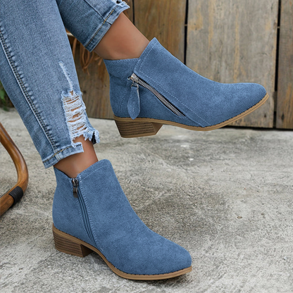 Comfortable Orthopedic Shoes for Women with Zipper Block Heel Slip On Style