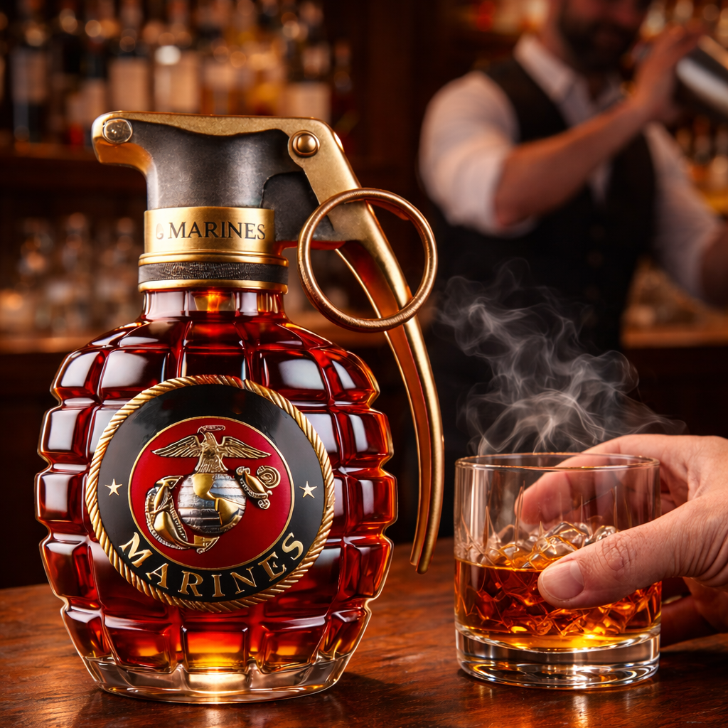 Stylish Whisky Decanter Bottle Gift Set with Pomegranate Design