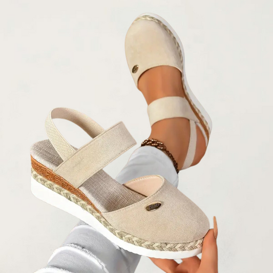 Comfortable Orthopedic Sandals for Women with Espadrille Wedge Elastic Strap Closed Toe Casual Summer Style