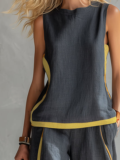 Effortless Two Piece Set for Women with Sleeveless Casual Style