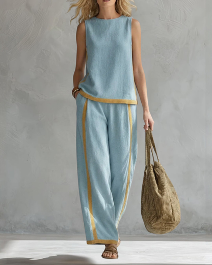Effortless Two Piece Set for Women with Sleeveless Casual Style