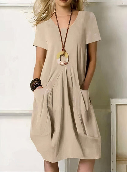 Stylish Midi Dress for Women with Round Neck