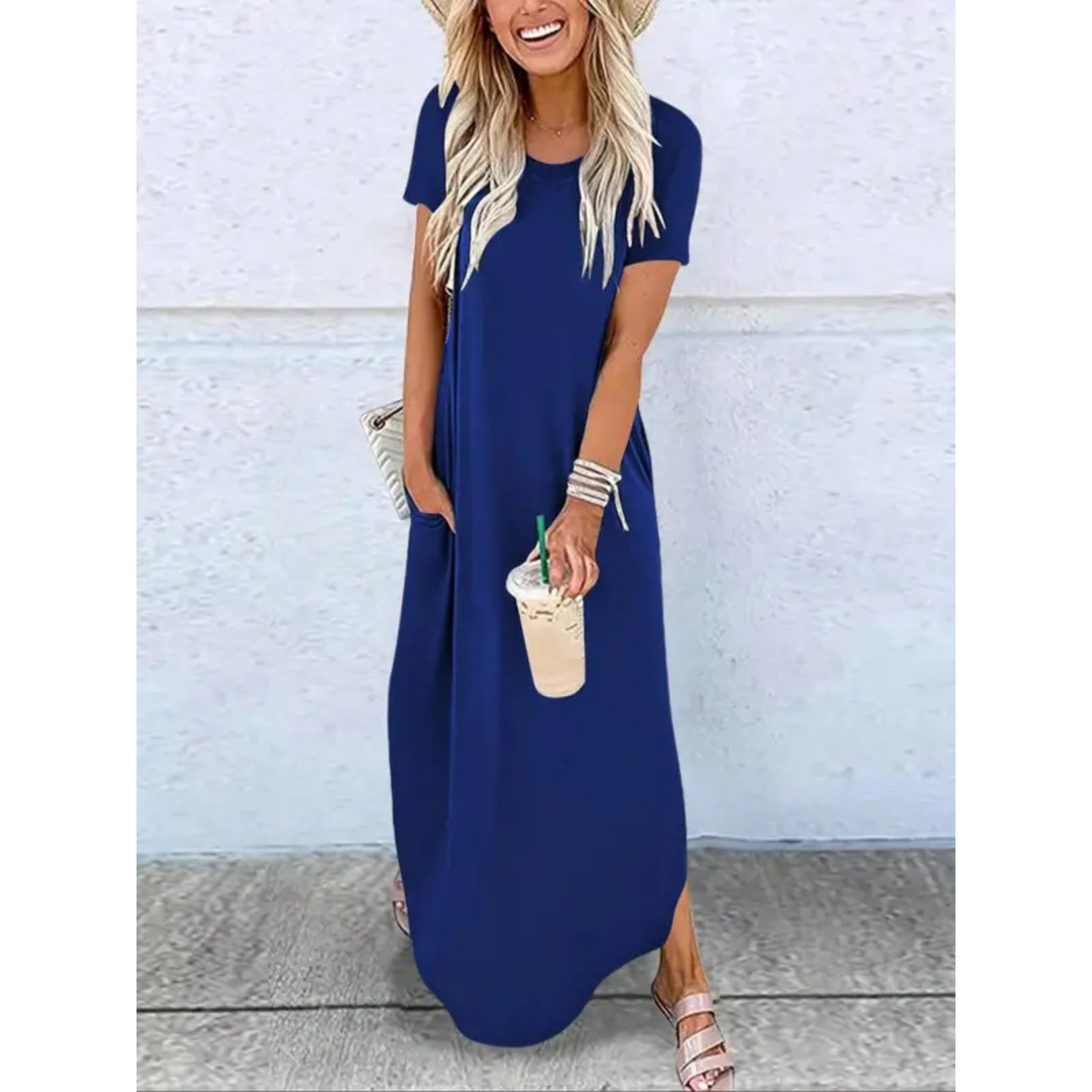 Stylish Maxi Dress for Women with Round Neck