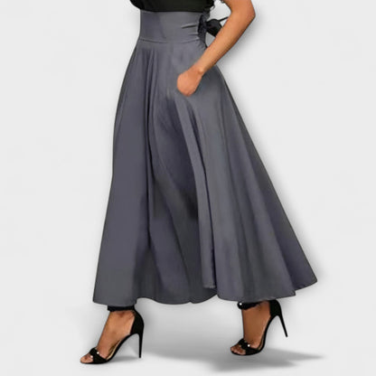 Elegant Maxi Skirt for Women with High Waist Flared A-Line Pocket Formal Casual Style