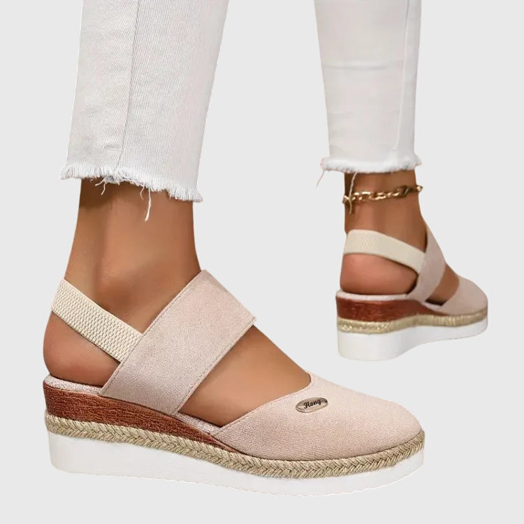 Comfortable Orthopedic Sandals for Women with Espadrille Wedge Elastic Strap Closed Toe Casual Summer Style